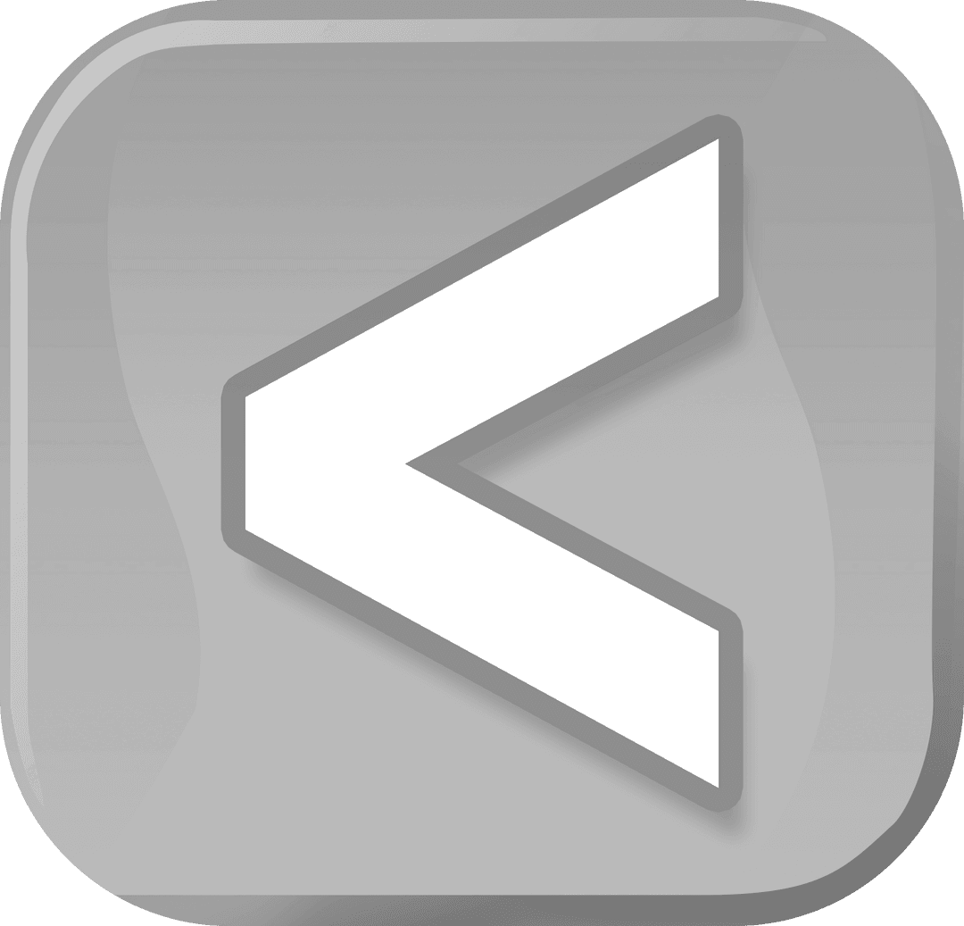 Glossy gray button with transparent less than symbol close-up