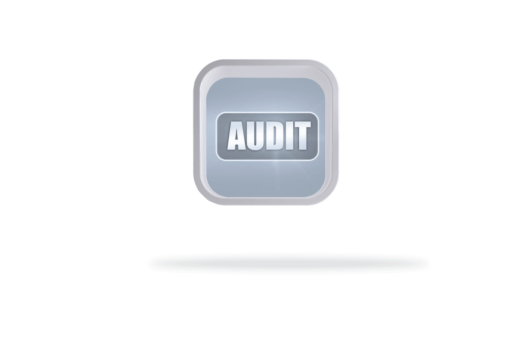 Transparent Audit Button Icon on Semi-Glass Screen