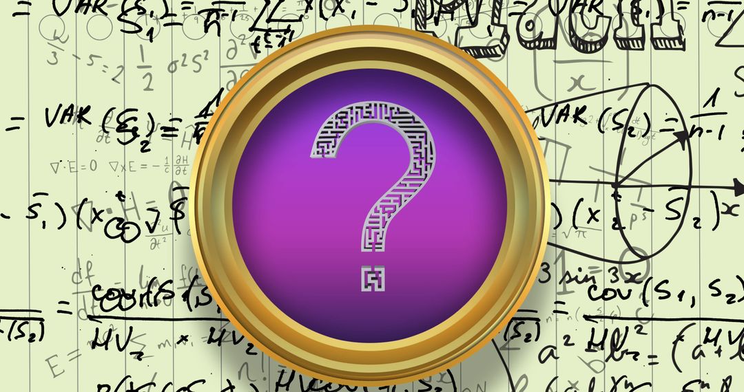 Question Mark Overlaying Mathematical Formulas on Yellow Background