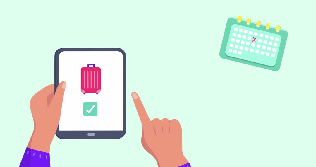 Digital Travel Booking Concept with Tablet and Calendar