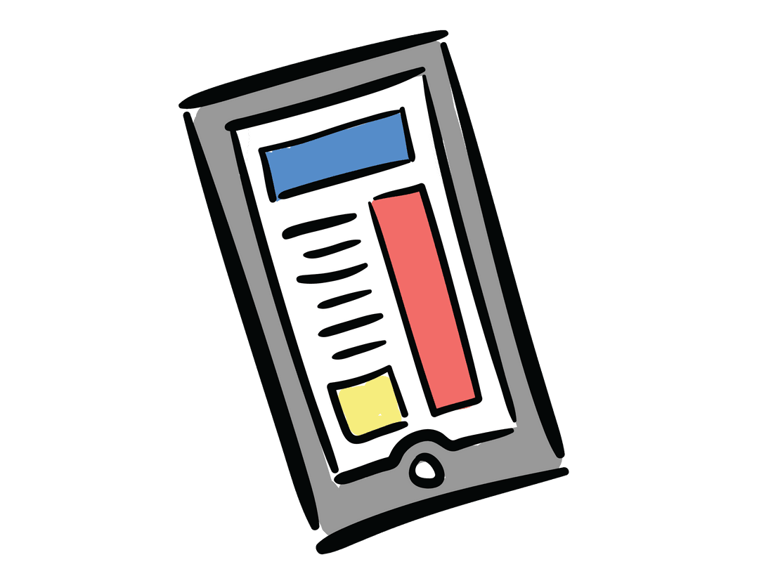 Digital Hand-Drawn Tablet Illustration on Transparent Background