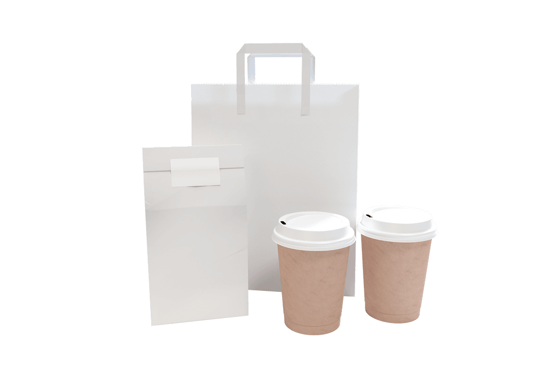 Transparent Background Shopping and Takeaway Coffee Display