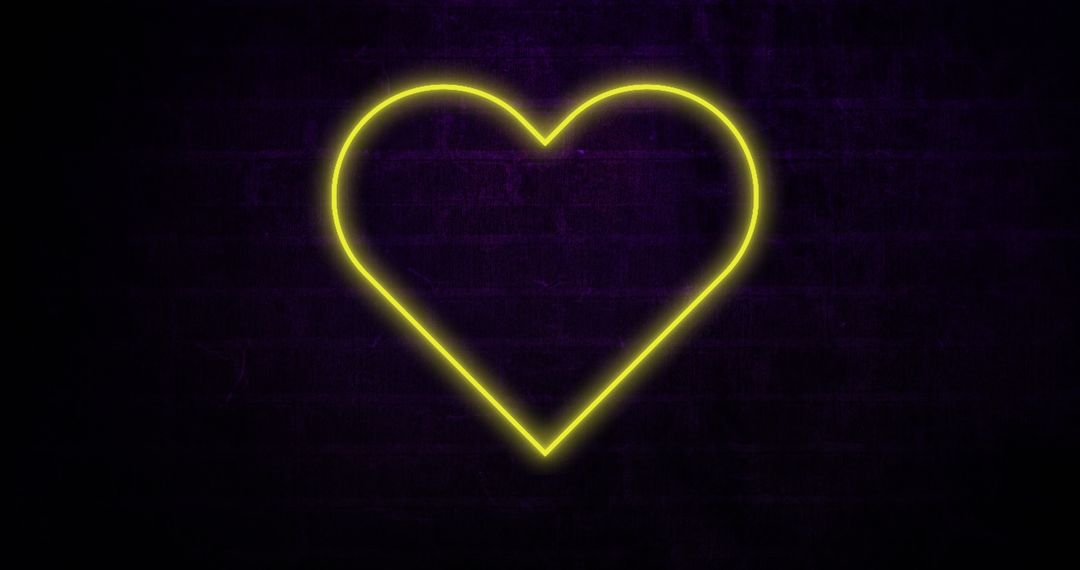 Glowing Yellow Heart Neon Sign on Dark Background - Free Images, Stock Photos and Pictures on Pikwizard.com