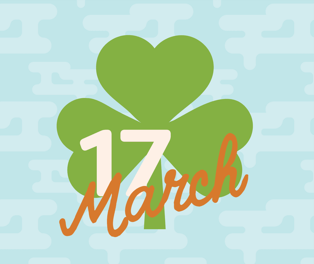 March 17 Shamrock Illustration on Transparent Background
