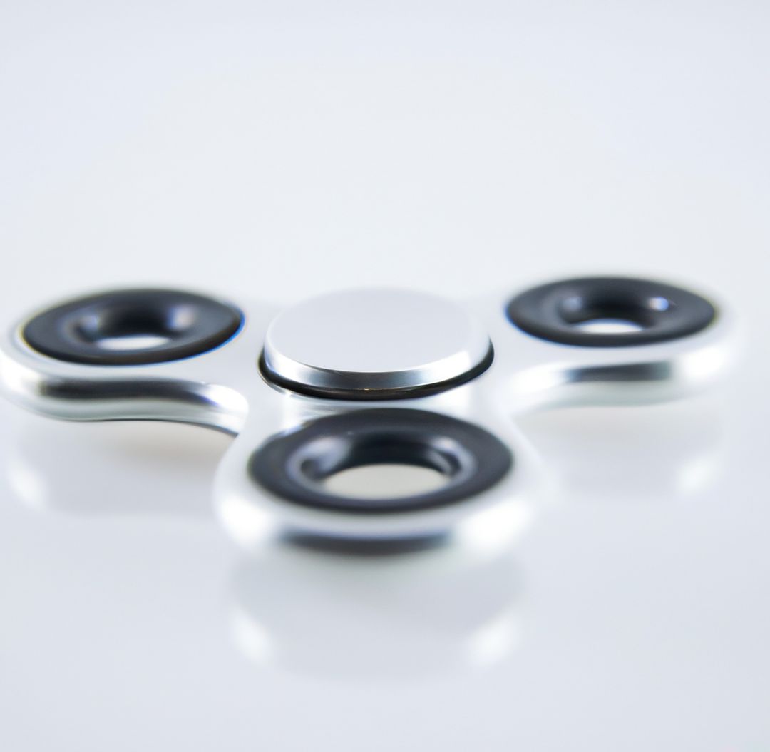 Image of close up of metallic fidget spinner on white background - Free Images, Stock Photos and Pictures on Pikwizard.com