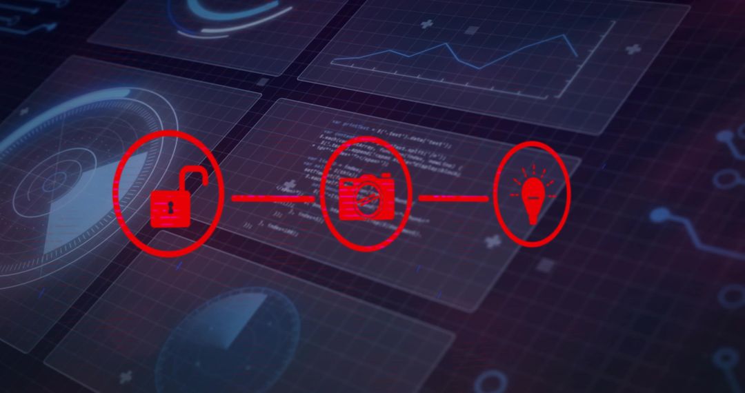 Interconnected Icons on Digital Data Dashboard