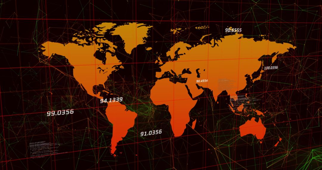 Digital Data Interface Overlay on World Map