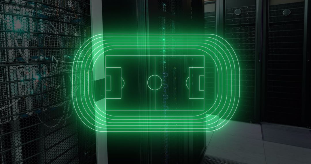 Futuristic Holographic Stadium in Server Room Environment