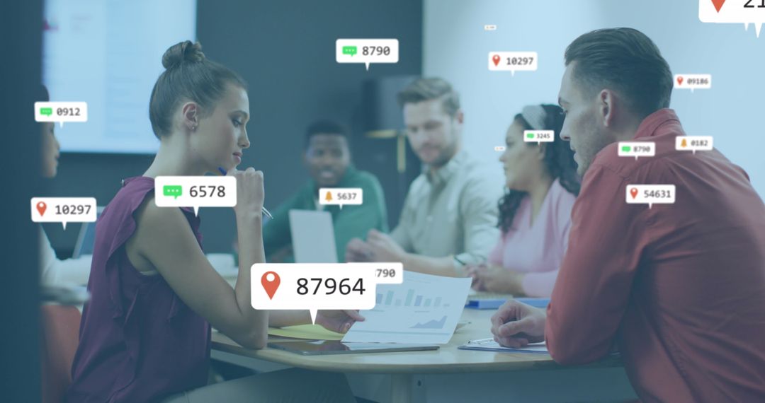 Business Team Analyzing Social Media Data for Strategic Planning