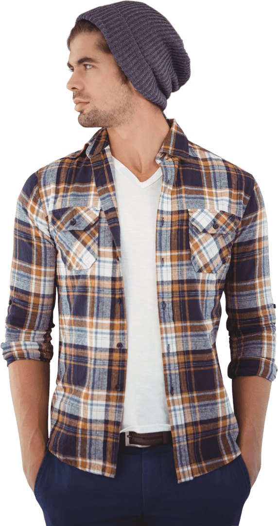Transparent Hipster Wearing Flannel and Beanie