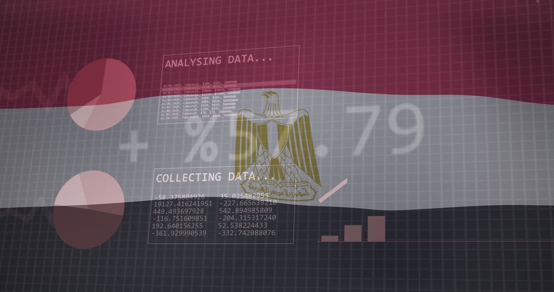 Egyptian Flag with Data Analytics Concepts and Technology Insights