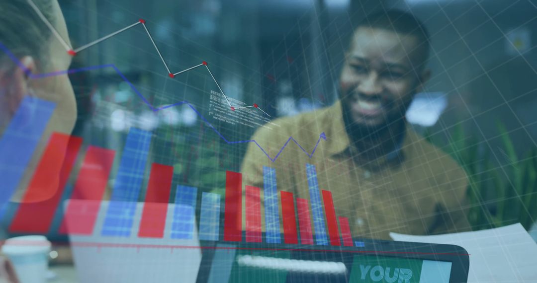 Business Team Discussing Global Market Trends and Data Analytics