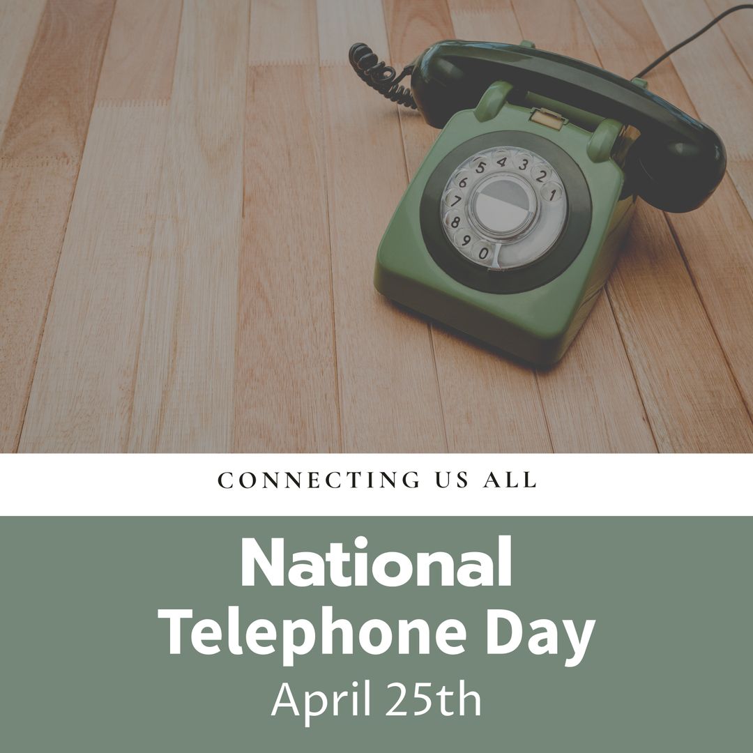 National Telephone Day Celebration with Vintage Green Rotary Phone - Download Free Stock Templates Pikwizard.com