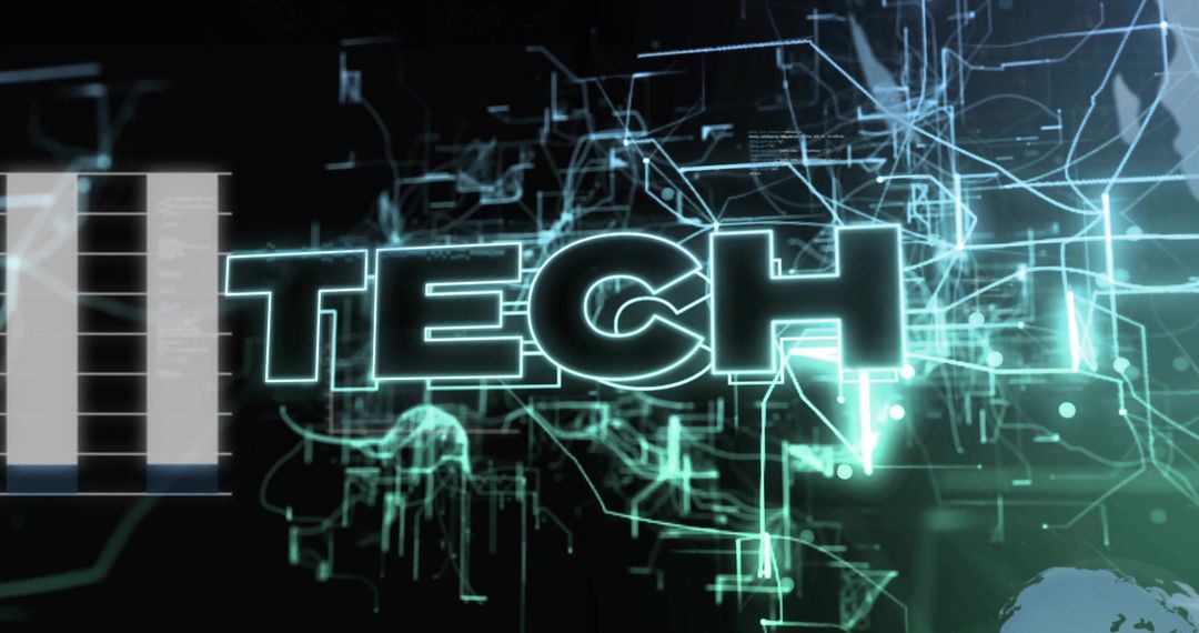 Futuristic Tech Interface with Neon Green Circuits