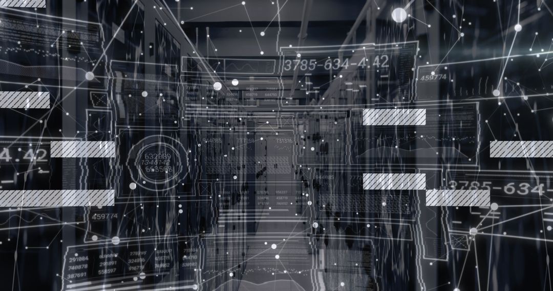 Futuristic Data Processing Concept Over Modern Server Room