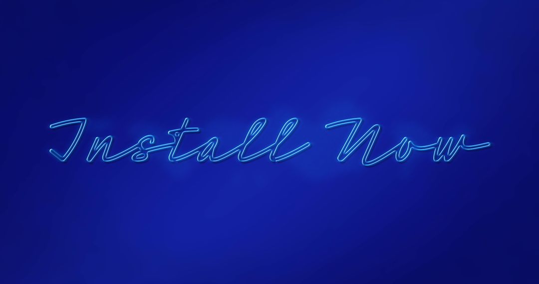 Neon Install Now Text on Vibrant Blue Background