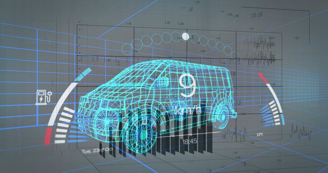 Digital Interface Concept with Stats Overlaid on Virtual Truck