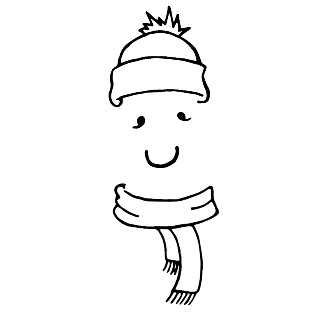 Happy Snowcapped Face with Scarf on Transparent Background