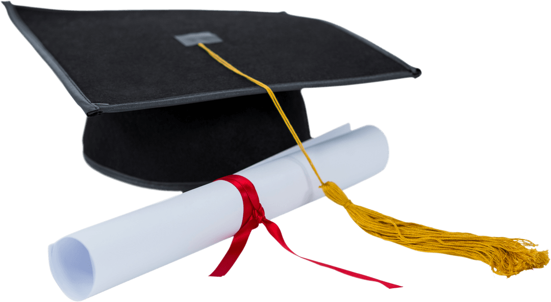 Transparent Graduation Cap and Diploma with Yellow Tassel