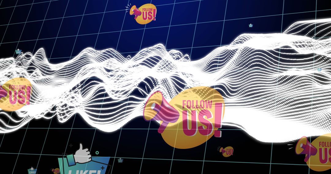 Digital Waves with Social Media Icons Highlighting Engagement
