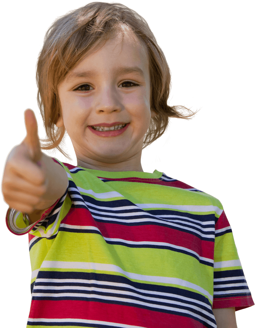 Happy Little Caucasian Boy Smiling Thumb Up Transparent Background