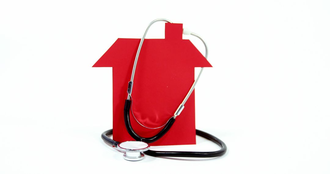 Red House and Stethoscope Symbolizing Healthcare in Home - Free Images, Stock Photos and Pictures on Pikwizard.com