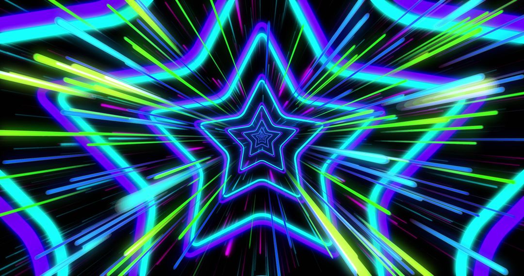 Colorful Neon Star Trails Create Dynamic Abstract Patterns