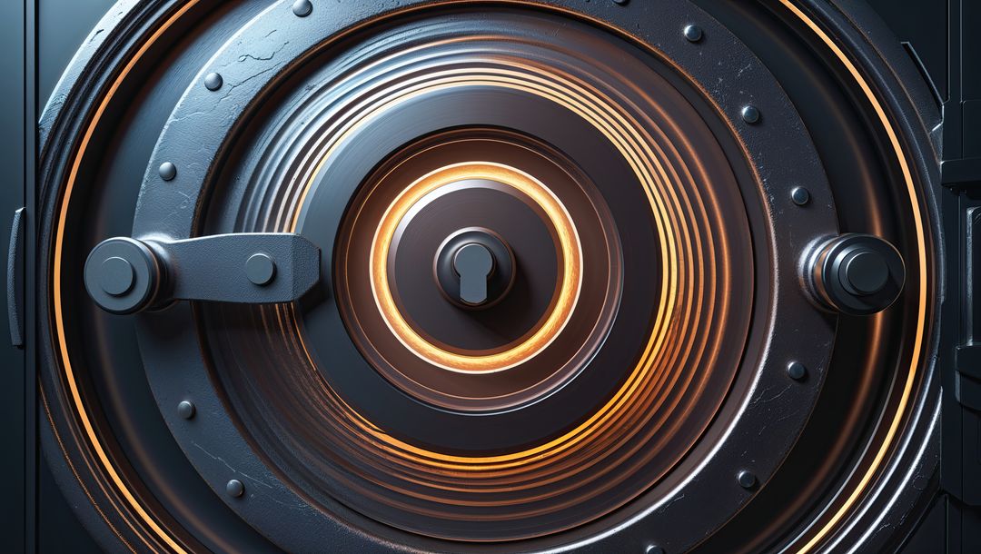 High-Tech Vault Door with Glowing Concentric Plates