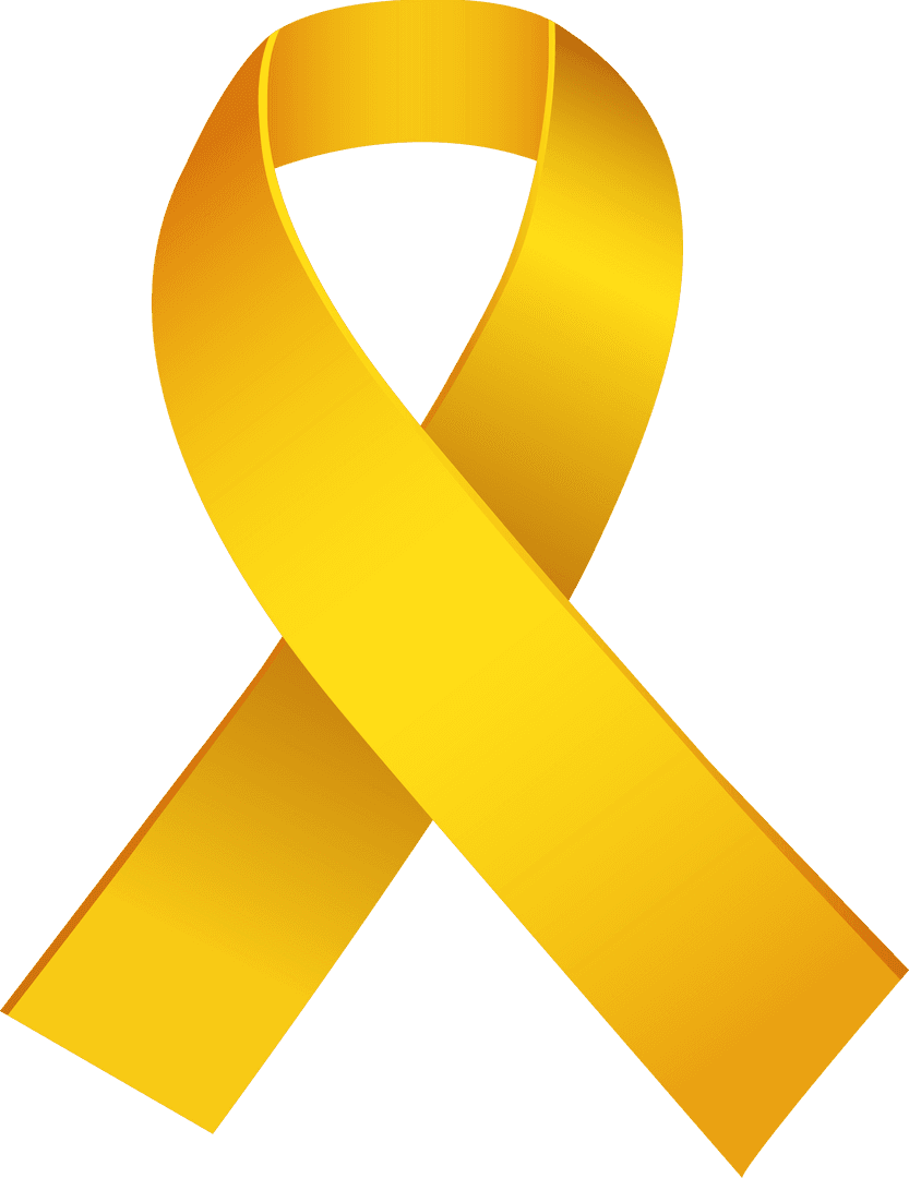 Yellow Ribbon Symbolizing Awareness on Transparent Background
