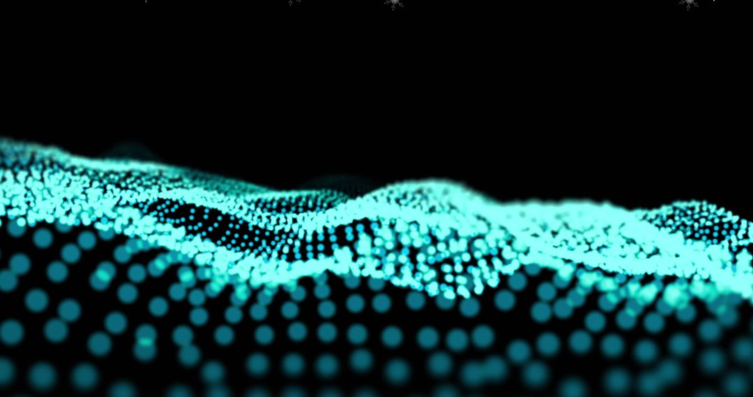 Abstract Digital Wave of Blue Glowing Dots Forming Futuristic Landscape