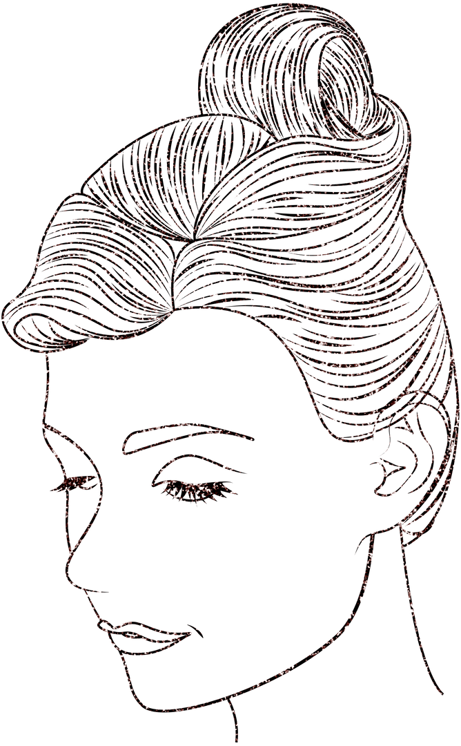 Hand Drawn Woman's Portrait on Transparent Background