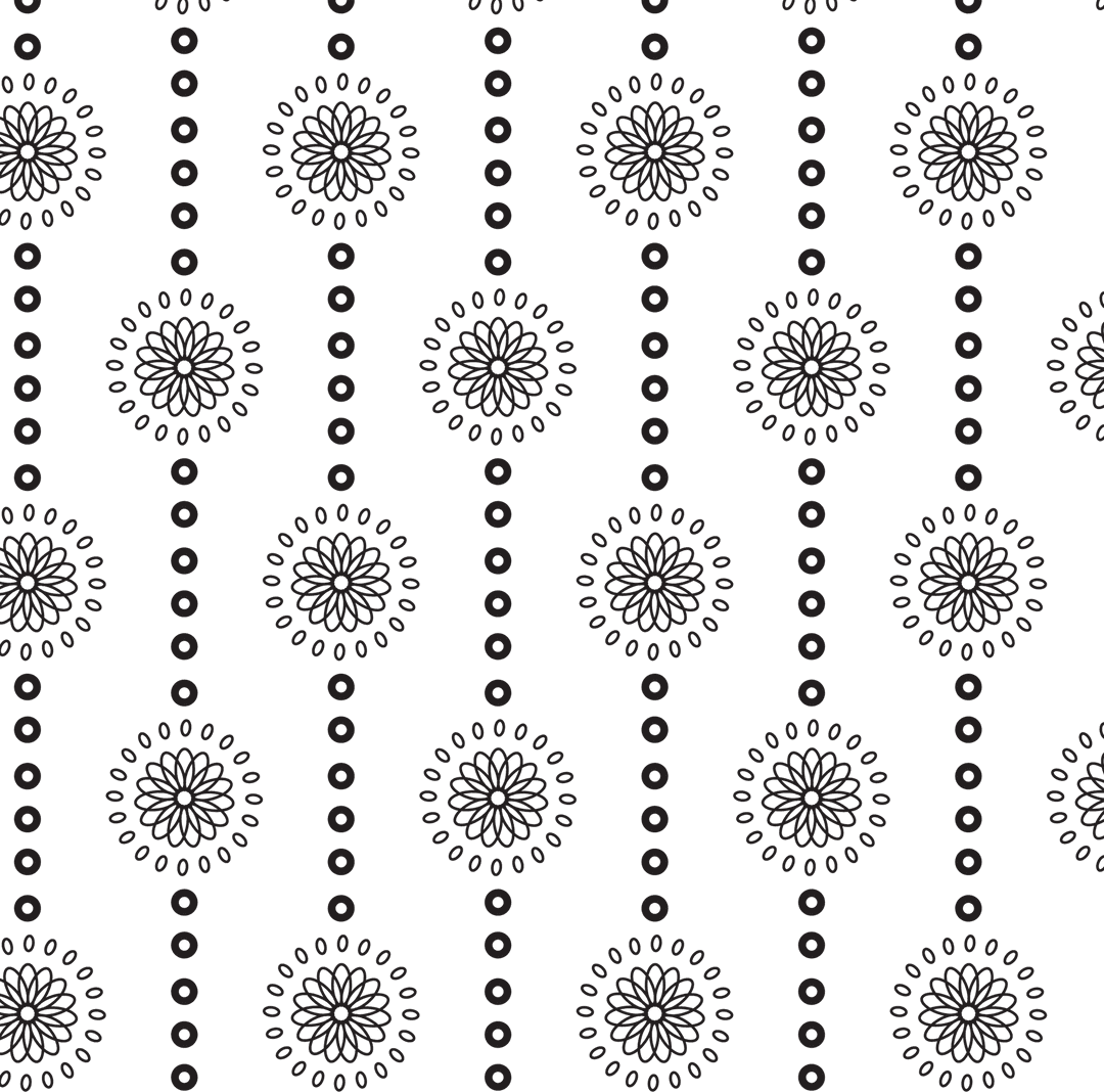 Seamless Flower Circle Pattern on Transparent Background
