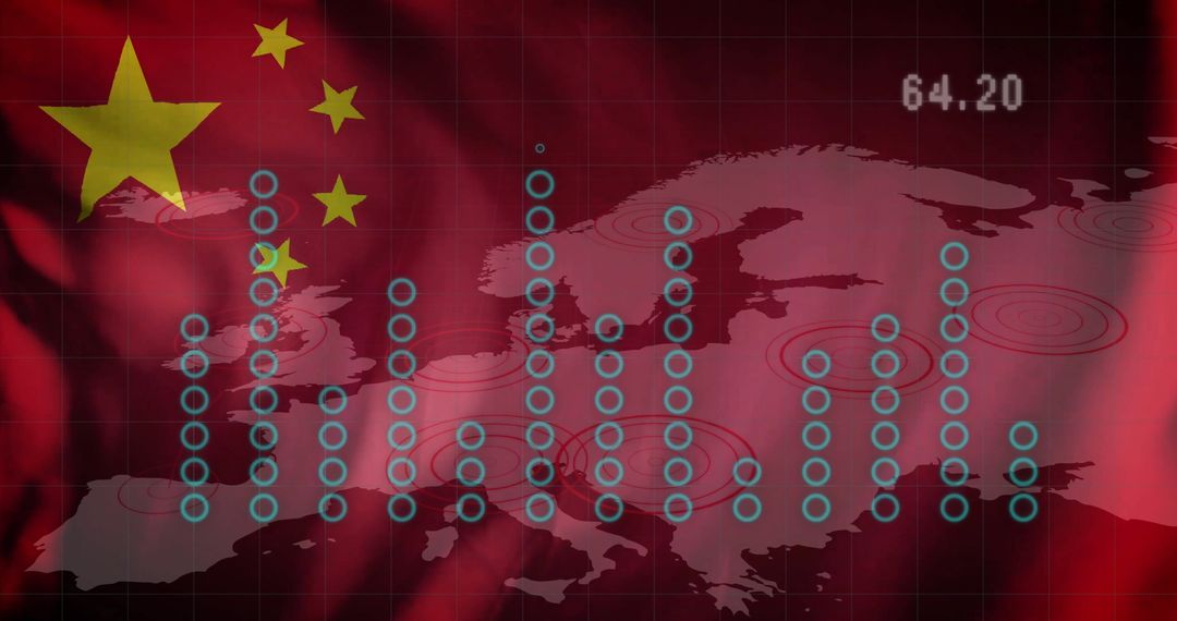 Global Finance Visualization with Chinese Flag and European Map