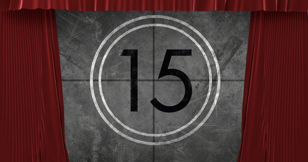 Retro Film Countdown with Red Theater Curtains - Free Images, Stock Photos and Pictures on Pikwizard.com