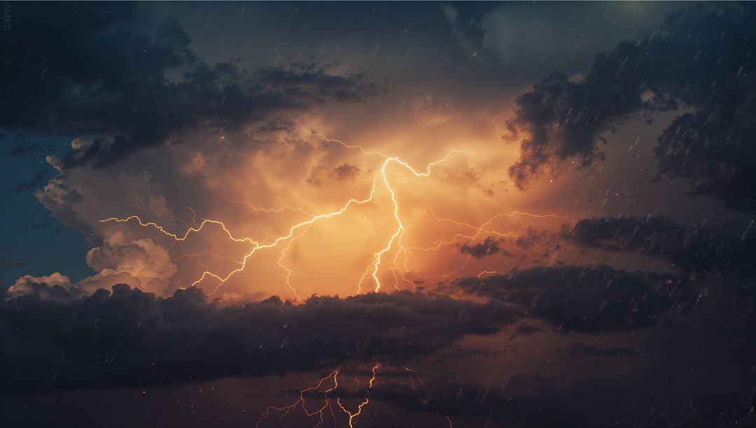 Dramatic Lightning Storm Illuminating Evening Sky