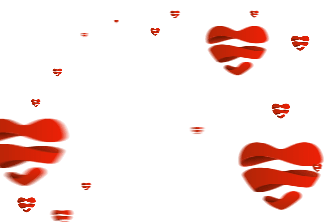 Red Shapes Hearts on Transparent Background Isolated Vector Design