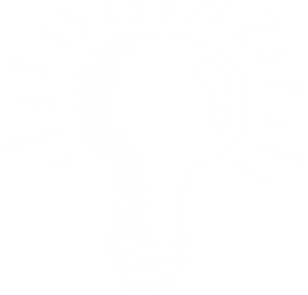 Transparent Light Bulb Doodle Symbol on White Background