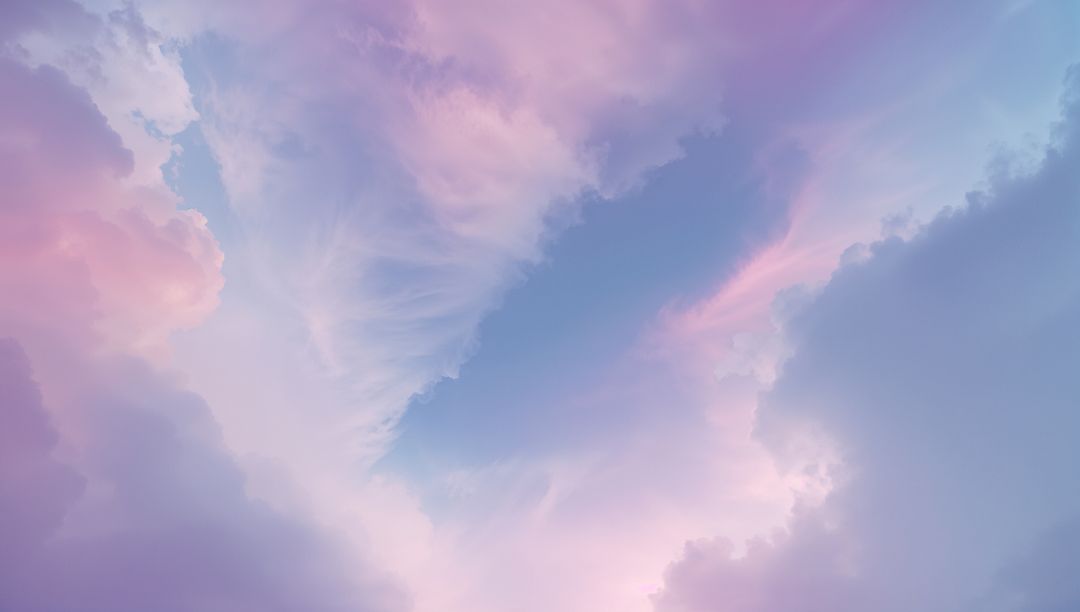 Dreamy Feathered Pastel Clouds with Open Blue Sky