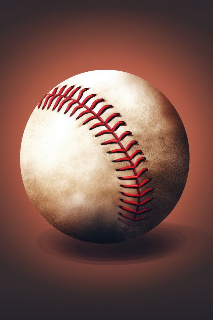 Vintage Baseball with Red Stitching on Dark Background - Free Images, Stock Photos and Pictures on Pikwizard.com