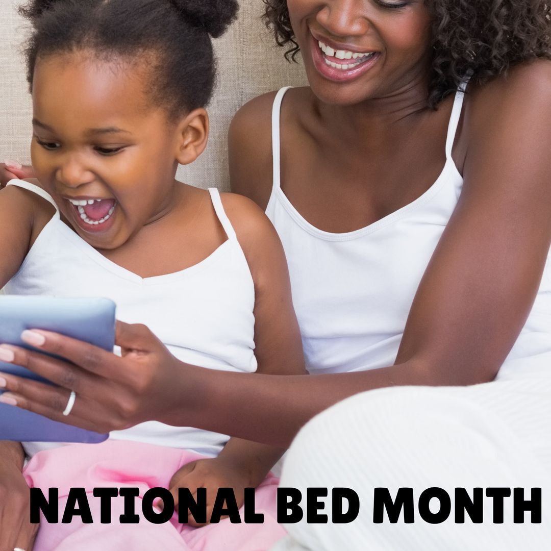 Joyful Mother and Child Celebrating National Bed Month