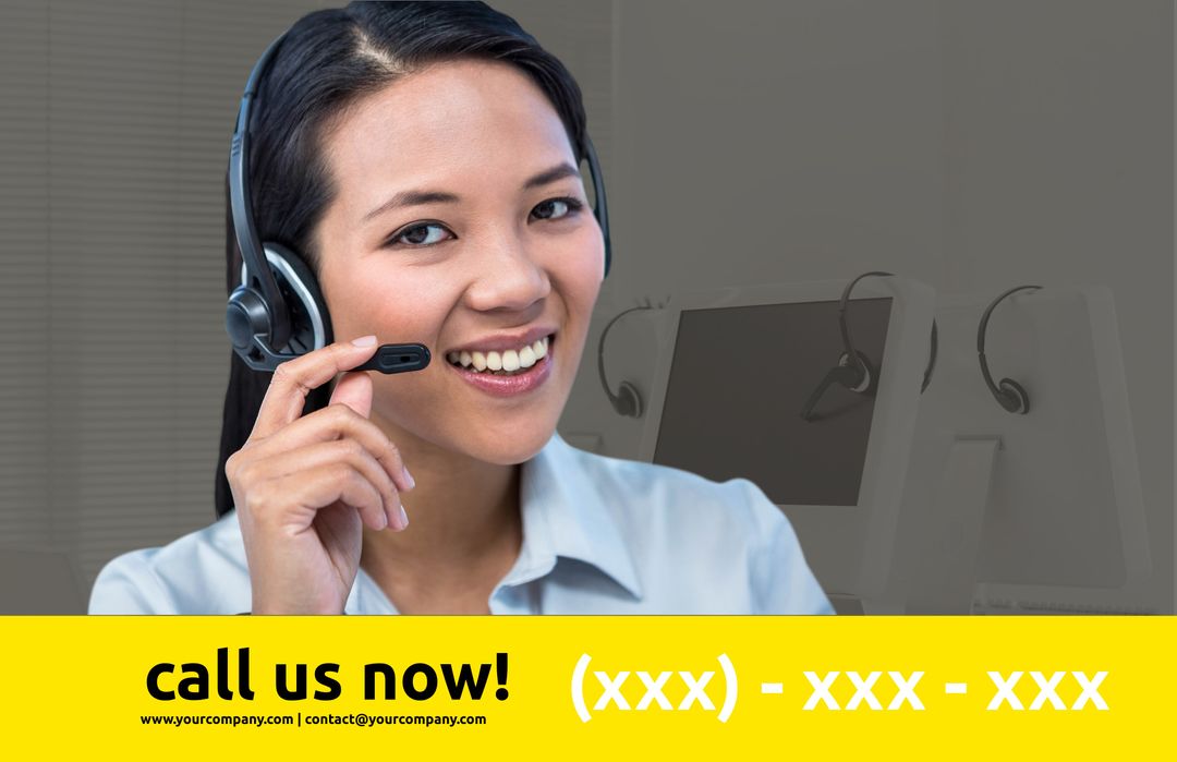 Friendly Customer Support Operator Wearing Headset - Download Free Stock Templates Pikwizard.com