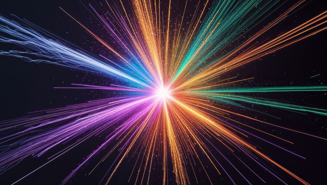 Vibrant Energy Blast with Multicolored Radiating Light Rays