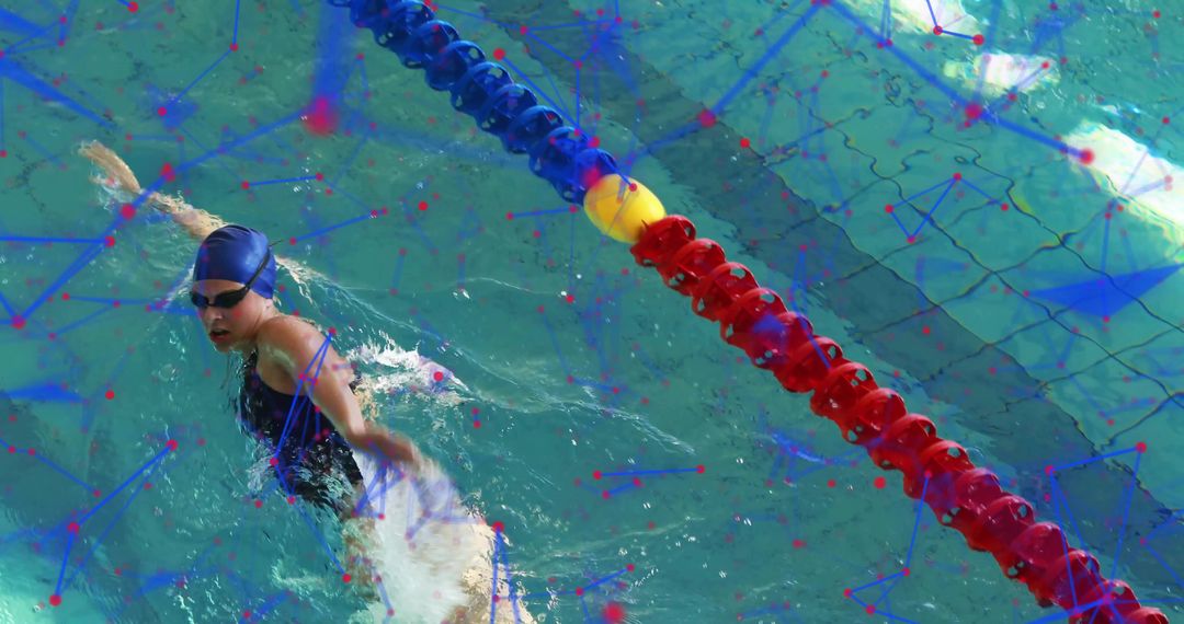 Competitive Swimmer in Lane Moving Fast in Uniform