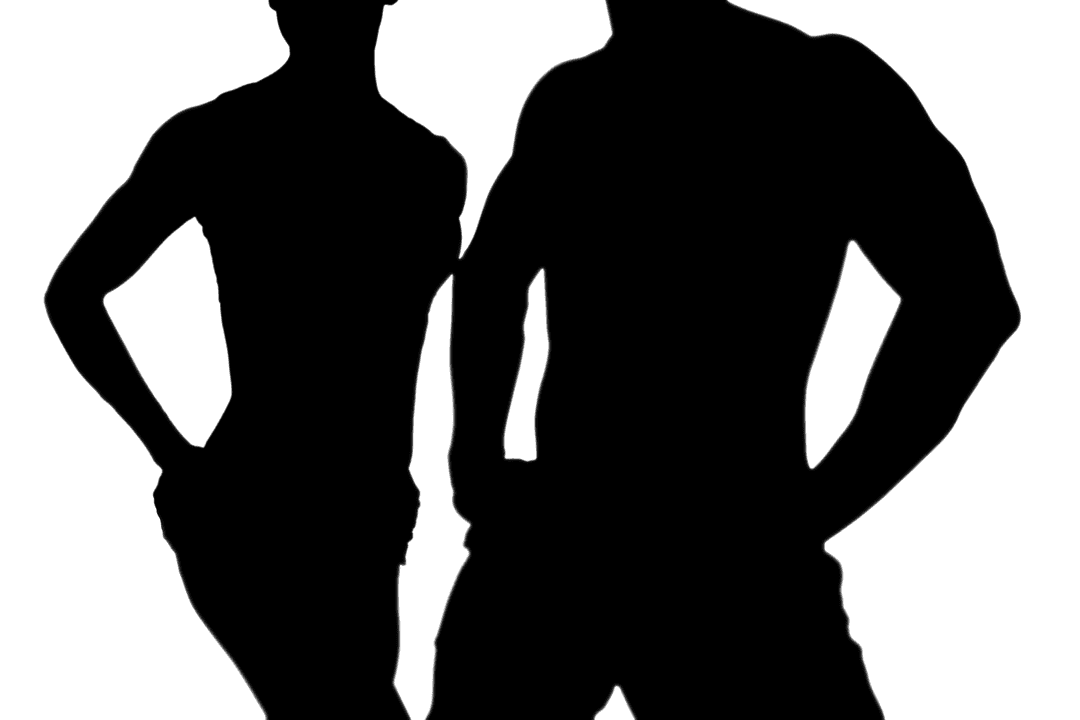 Casual Couple Posing with Relaxed Hand Gestures on Transparent Background