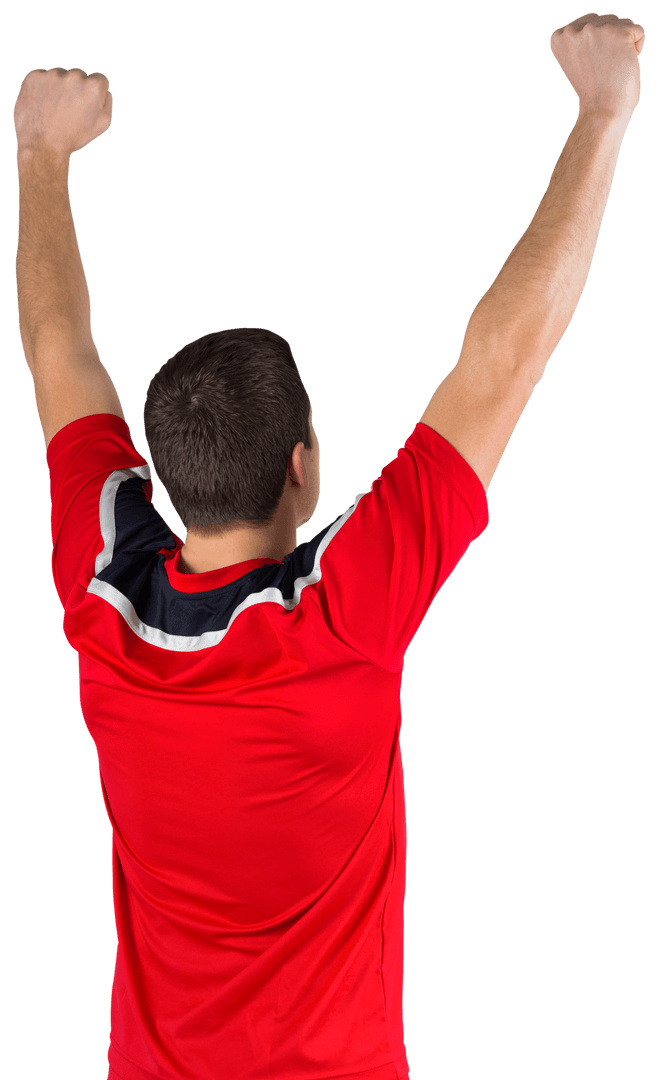 Transparent Image of Celebrating Football Player with Raised Arms