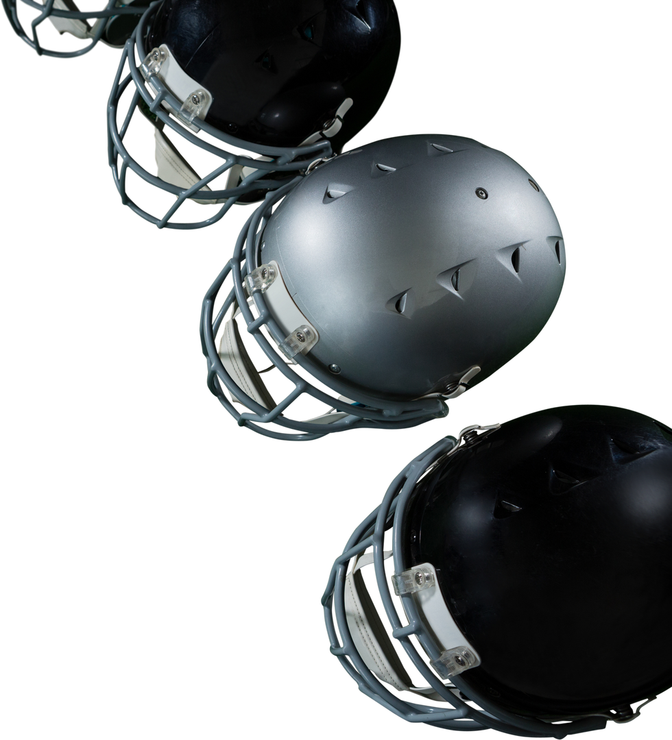 High Angle View of American Football Helmets on Transparent Background - Download Free Stock Images Pikwizard.com