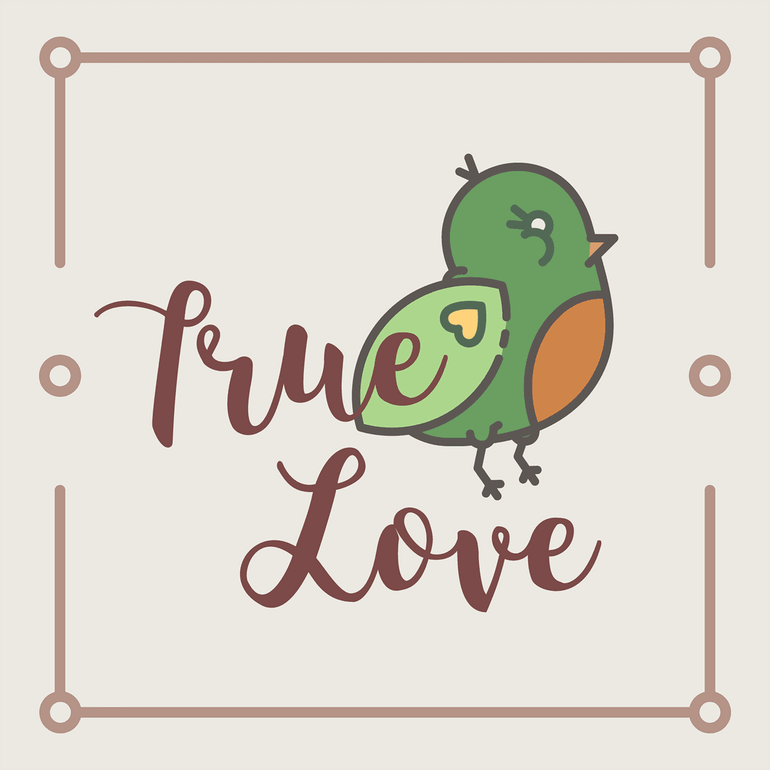 True Love Text Artisan Bird Illustration Transparency