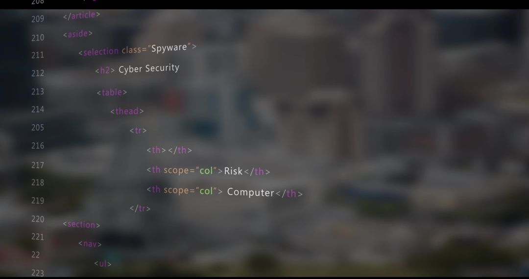 Code Editor Overlay on Urban Skyline Background for Tech Themes