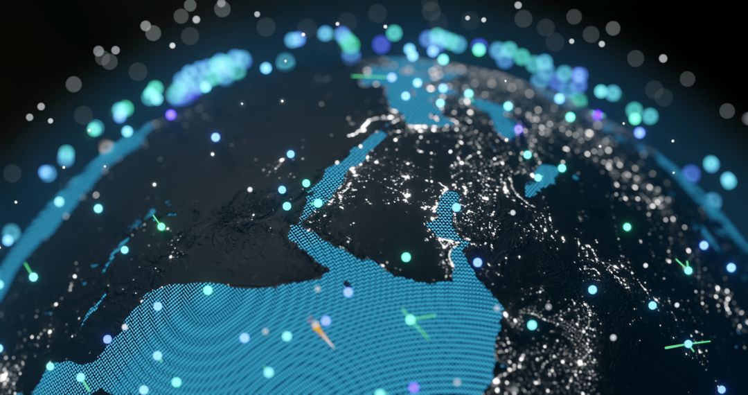 Digital Glowing Network Over Earth Representing Global Connectivity