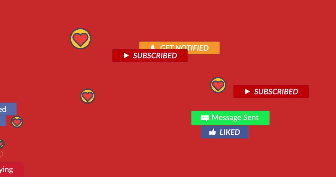 Vibrant Social Media Interaction Icons with Digital Banners